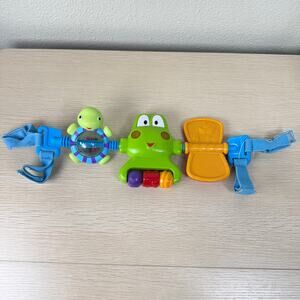 Bright Starts Frog Turtle Baby Car Seat Carrier Music Light Activity Toy Bar
